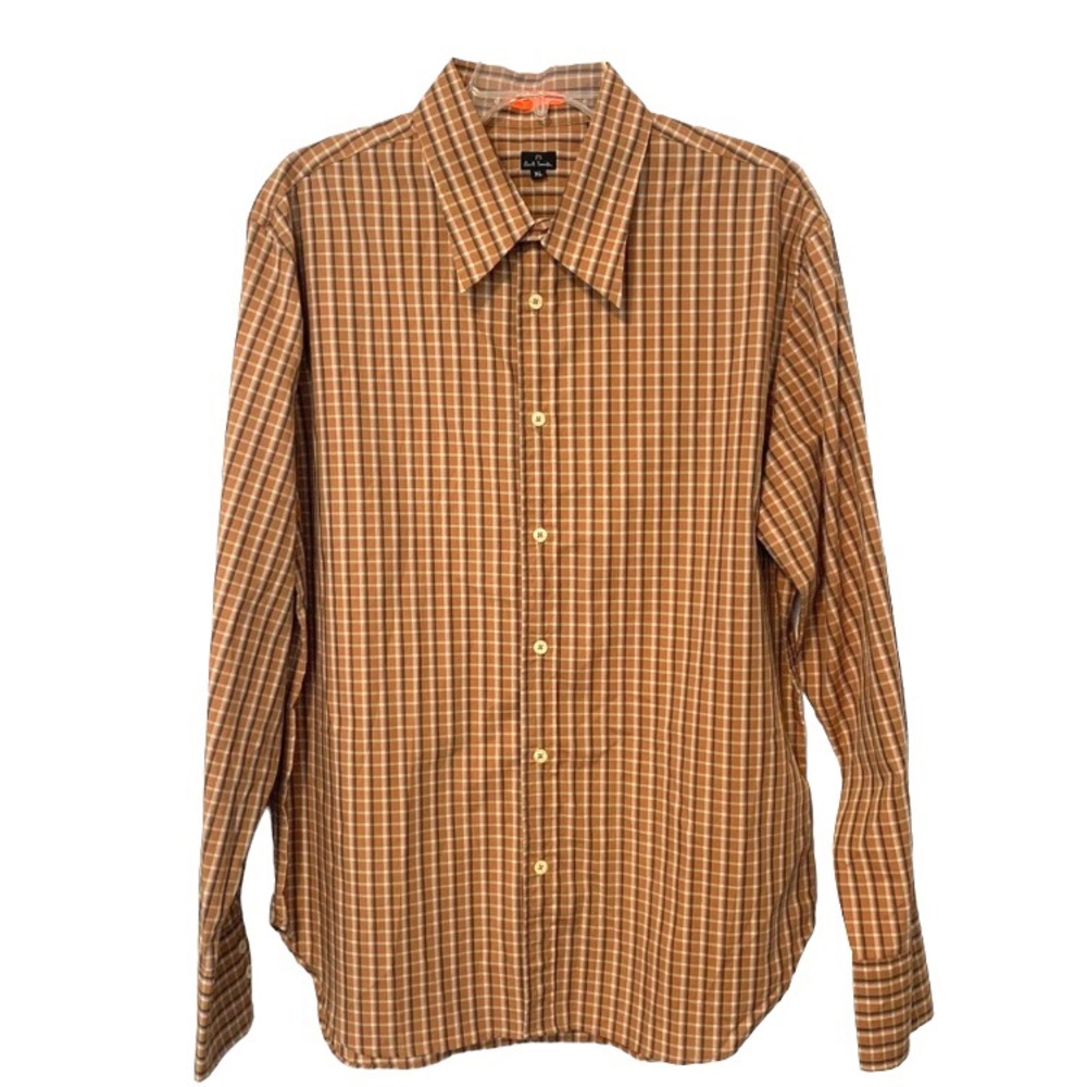PS Paul Smith long sleeve button front check shirt in tan XL Excellent